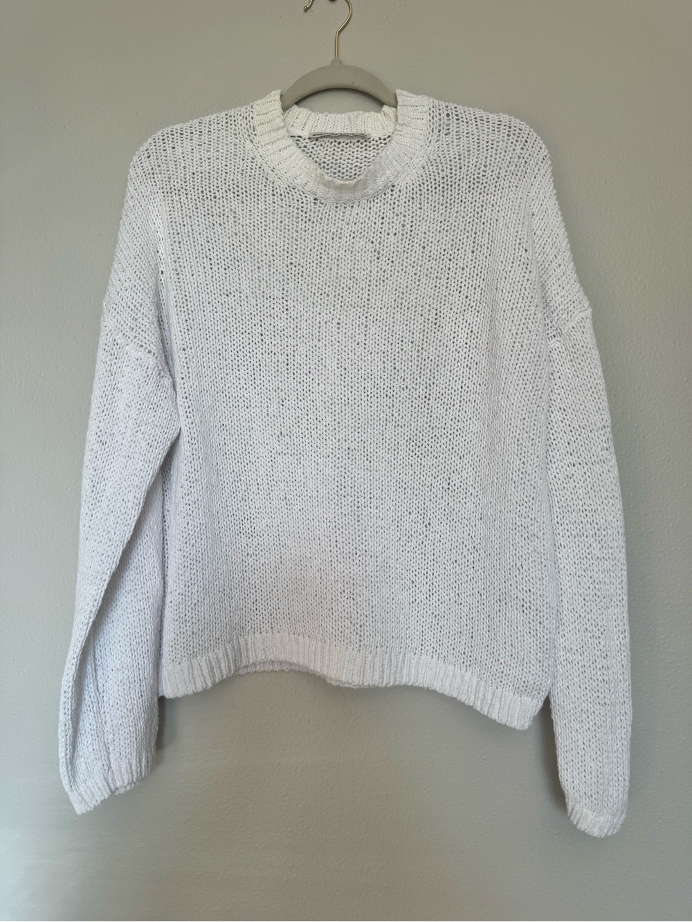 Abercrombie & Fitch White Open-Knit Crewneck Sweater